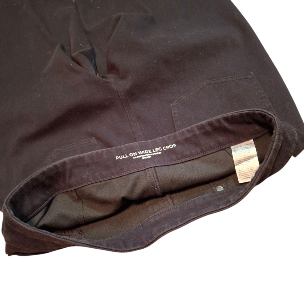 Chico's Pull-on Wide Leg Cropped Stretch Cotton Blend Black Pants Women Size 12P - Picture 8 of 16